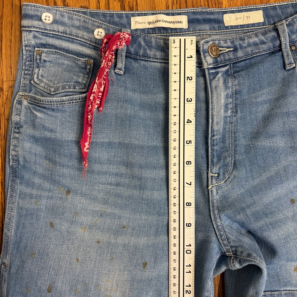 Anthropologie Pilcro Paint Splatter Bandana Cuffed Utility Carpenter Jeans (31) - Picture 11 of 13